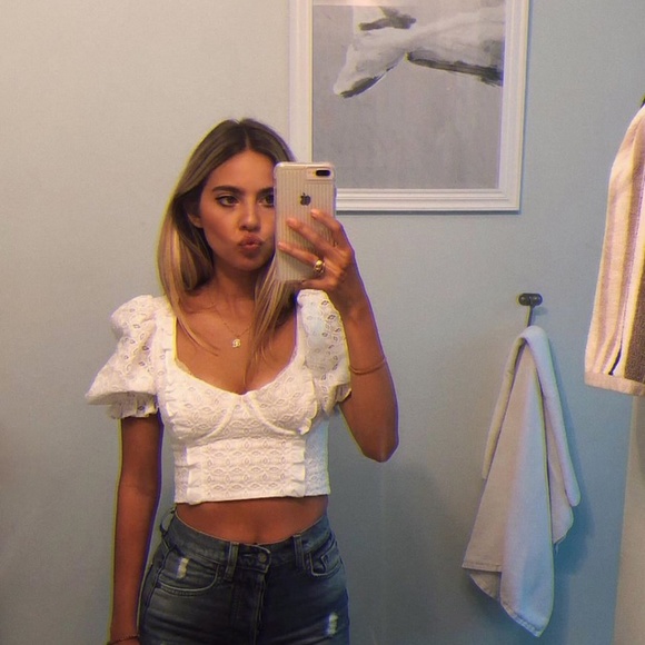 For Love /& Lemons Womens Sand Dollar Lace Up Top